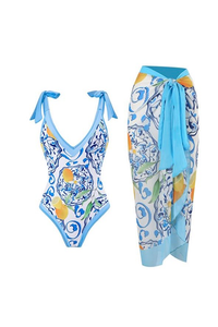 Full Piece V Neck Sarong Set