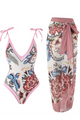 Full Piece V Neck Sarong Set