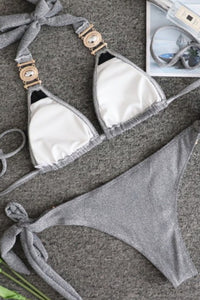 Shiny Halter Neck Bikini
