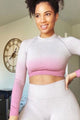 Ombre long sleeve crop and pants set
