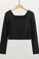 Women Square Neck Soft Compression Stretchy Padded Crop