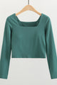 Women Square Neck Soft Compression Stretchy Padded Crop