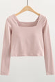 Women Square Neck Soft Compression Stretchy Padded Crop