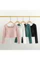 Women Square Neck Soft Compression Stretchy Padded Crop
