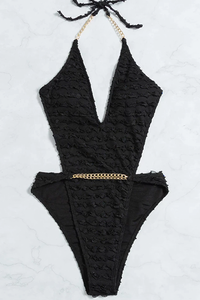 Sexy black one piece swimsuit