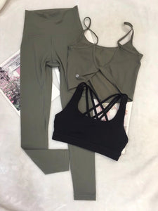 Two piece olive gym set