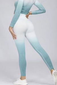 Ombre long sleeve crop and pants set