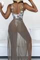 Snakeskin swimsuit with mesh cover