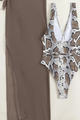Snakeskin swimsuit with mesh cover