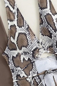 Snakeskin swimsuit with mesh cover